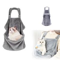 Small Dog Cat Carrier Chest-Soft Breathable Cotton-with Pocket Hands Free Shoulder Front Cat Sling Carrier-Grey