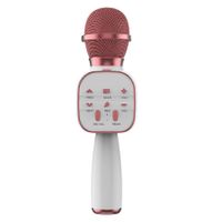 DS813 Wireless Bluetooth Karaoke Microphone Handheld Microphone Professional Speaker Music Player Gaming Mic for Home KTV Pink