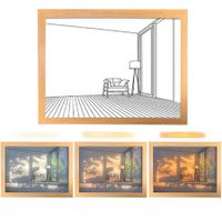 Lighting Painting Decoration,  LED Picture Frame, Dimmable for Home Decor Room Office, Desktop，Housewarming Birthday Party (House 17*22.1cm)