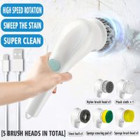 5-in-1 Handheld Electric Cleaning Brush Suitable For Kitchen, Bathroom Tub, Shower Tile, Carpet Bidet, Cordless Spin Scrubber