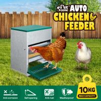 Auto Chicken Feeder 10kg Automatic Treadle Poultry Chook Rat Proof Food Dispenser Feeding Equipment Galvanized Steel