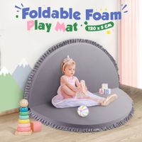 Baby Play Mat Padding Rug Memory Foam Washable Round Foldable Thick Carpet for Kids Bedroom Floor Activity Centre Grey