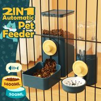 Hanging Automatic Cat Feeder 500ml Water Dispenser 1.4L Food Bowl Auto Pet Feeding Gravity for Small Medium Pets Rabbits