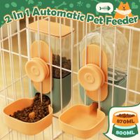 Automatic Dog Cat Feeder Hanging Pet Cage 800ml Water Dispenser 870ml Food Bowl Auto Gravity Fed Puppy Rabbit Small Pets