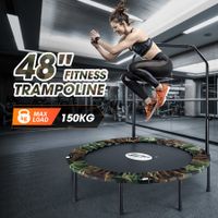 48 Inch Trampoline Mini Fitness Rebounder for Adults Kids Home Gym Workout Indoor Exercise Foldable Adjustable Handrail Genki