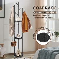 Coat Stand Clothes Rack Metal Shelving Closet Organizer Shelf Hook Hanger Scarf Cap Garment Freestanding Holder Storage