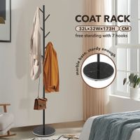 Coat Garment Rack Hall Storage Stand Shelf Hook Hanger Hat Holder Closet Organizer Metal Entryway Freestanding Black