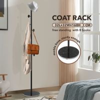 Clothes Rack Coat Stand Hook Hanger Closet Organizer Hall Storage Metal Entryway Freestanding Shelf Hat Holder Black