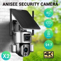 4G LTE Security Camerax2 Home CCTV House Spy WiFi Solar Wireless Outdoor Surveillance System Dual Lens 4K PTZ Batteries