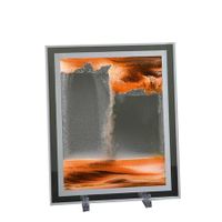 Moving Sand Art Picture Rectangle Glass 3D Deep Sea Sandscape in Motion Display Flowing Sand Frame Relaxing Desktop Home Office Work Decor(Orange)