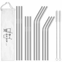 Reusable Stainless Steel Metal Straws with Case - Long Drinking Straws for 30 oz and 20 oz Tumblers Yeti Dishwasher Safe - 2 Cleaning Brushes Included (12-Pack,Silver)