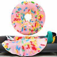 1pc Funny Warm Food Blanket Collection (Pink  Donut), Lightweight Cozy Plush Blanket For Bedroom Living Rooms Sofa Couch Size 180cm