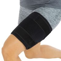 Thigh Brace,Hamstring Quad Wrap,Adjustable Compression Sleeve Support for Pulled Groin Muscle,Sprains,Quadricep,Tendinitis,Workouts,Sciatica Pain and Sports Recovery Men Women (Black)