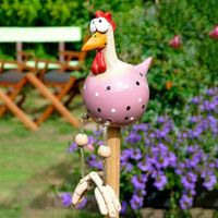 Resin Chicken Garden Sculpture Decorations Big Eyes Hanging Feet Chicken Miniature Crafts Home Gardening Ornaments(1 Pack,Pink)