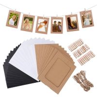 Combination Paper Photo Frame with Clips, DIY Picture Frames, Wall Hanging, Album for Display, Party Decor,6-Inch (30 Pcs Frams + 30 Pcs Clips)