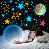 Glow in The Dark Stars Stickers  Moon for Kids Bedroom,Luminous Stars Stickers Create a Realistic Starry Sky,Room Decor,Wall Stickers Colorful