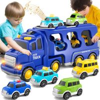 Toddler Trucks Toys for Boys Age 3+,5 in 1 City Car Truck for Toddlers Boys Girls,Toddler Boy Toys Christmas Birthday Gift Car Sets with Light Sound