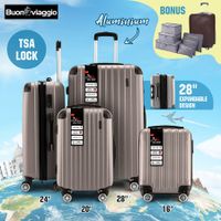 4 Piece Luggage Set Suitcase Carry On Traveller Bags Hard Shell Trolley Checked Bag TSA Lock Lightweight Expandable Champagne
