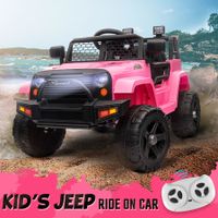 Kids Off Road Ride On Toy Truck Electric Parental Remote Control 12V Pink Childrens Spring Suspension LED AUX Port