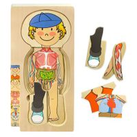 Wooden My Body Puzzle for Toddlers & Kids - 28 Piece Boys Anatomy Play Set