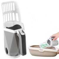 Cat Litter Scoop Portable Kitty Litter Scoop Removable Litter Scooper with Holder Cat Litter Sifter with Bags (Grey)