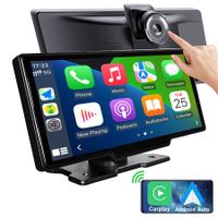 9.3" Portable Car Radio with 2.5k Dashcam,Wireless Dash Mount Apple CarPlay & Android Auto,Touch Screen Display,Double Din Stereo Bluetooth,Mirror Link,FM,Drive Mate CarPlay Navigation,Carbuddy