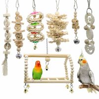 7 Packs Bird Parrot Swing Chewing Toys-Hanging Bell Bird Cage Toys Suitable for Small Parakeets Cockatiels