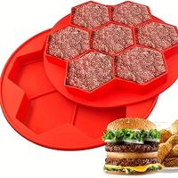 1pc Burger Patty Maker, Silicone Burger Press Freezer Container, 7 In 1 Small Multi Burger Forming Mold, Meat Slider Shape Tray, Freezer Storage Container