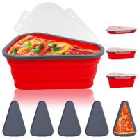 Adjustable Pizza Storage Container,Pizza Slice Container can be Microwaved and Reused,Pizza Slice Pack with 5 Heating Plates