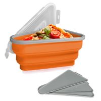 Adjustable Pizza Storage Container,Pizza Slice Container can be Microwaved and Reused,Pizza Slice Pack with 5 Heating Plates (Orange)