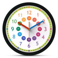 12 inch wall clock for children, mute wall clock for children learning