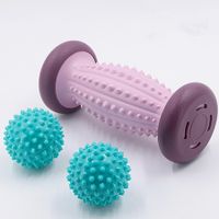 Foot Roller Massage Ball for Plantar Fasciitis Relief Myofascial Body Muscle Pain-1 Foot Massage Roller & 2 Spiky Balls-Pink