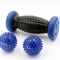 Foot Roller Massage Ball for Plantar Fasciitis Relief Myofascial Body Muscle Pain-1 Foot Massage Roller & 2 Spiky Balls-Dark Blue