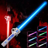 Light Saber, 7 Color Lightsaber Sword Sound, 2 in1 Double-Bladed LED, Expandable Lightsabers for Kids Set, Christmas Birthday Present Silverblue