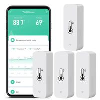 WiFi Humidity Temperature Monitor,Smart Hygrometer Thermometer for Remote Monitor and Alert,High Precision Indoor Thermometer with TUYA App,No Hub Required,Compatible with Alexa (4Pack)
