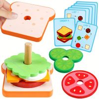 Montessori Toys Wooden Sandwich Sorting Stacking Wooden Toys, Hand-eye Coordination Training Toy, Educational Preschool Toys