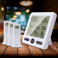 3 In 1 Wireless Thermometer Hygrometer Indoor Outdoor Temperature Gauges With Alarm,Humidity Meter