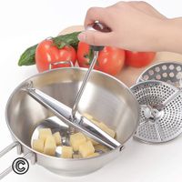 Rotary Food Mill Potato Ricer with 3 Interchangeable Disks for Making Puree or Soups of Vegetables