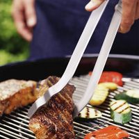 BBQ Cooking Food Tongs For Multi Use, Long Kitchen Tongs Heat Resistant BBQ Salads Grilling Clip Rotate Fish Meat Tool