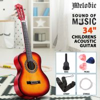 Melodic 34'' Kids Acoustic Guitar 6 Strings Tuner Cutaway Wooden Kids Gift Sunburst