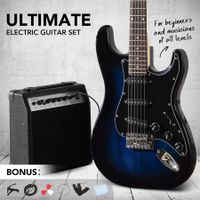 Melodic Full-Size 39 inch Electric Guitar with Bonus Amplifier Blue