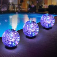 Solar Globes Lights Outdoor Garden Decor Solar Balls for Garden Crackle Glass Solar Lights Yard Decor for Outdoor Decor Decorations Pathway Patio Yard Lawn (Colorful Light,1Pack)