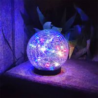 Solar Globes Lights Outdoor Garden Decor Solar Balls for Garden Crackle Glass Solar Lights Yard Decor for Outdoor Decor Decorations Pathway Patio Yard Lawn (Colorful Light,1Pack)