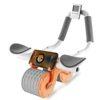 Timer Ab Abdominal Exercise Roller Elbow Support,abs Roller Wheel core Exercise Equipment, Automatic Rebound Abdominal Wheel (Orange)
