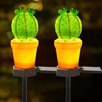 Garden Decor Solar Lights Outdoor - 2 Pack Cactus Stake Waterproof Landscape Lights Pathway Yard Lawn Walkway Decoration