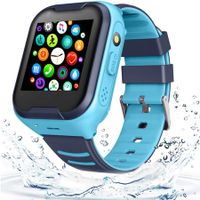 Kids GPS Smart Watch 4G, Waterproof Smartwatch for Phone with GPS Tracker, Touch Screen Video Call Real-time Tracking Camera, SOS Alarm Pedometer Color Blue