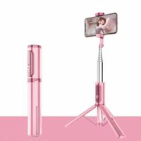 Selfie Stick Bluetooth Lightweight Extendable Aluminium Selfie Stick Tripod with Wireless Remote Control Compatible with Most Smartphones,Pink