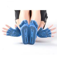 Portable Yoga Glove Sock Set Sweat-absorbing Non Slip Sports Five-toed Socks High Quality Half Finger Gloves Color Blue