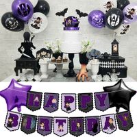 Wednesday Addams Children's Birthday Party Background Decoration Banner Tableware Balloon  Flags Party Supplies Site Layout halloween party decorations