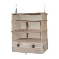 4 Tiers Portable Hanging Travel Shelves Bag Packing Cube Organizer Suitcase Storage Large Capacity (Beige XL)
